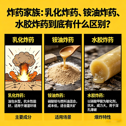 老边炸药家族：乳化炸药、铵油炸药、水胶炸药到底有什么区别？
